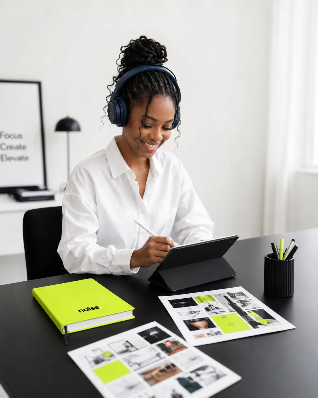 Young content designer working in a modern office